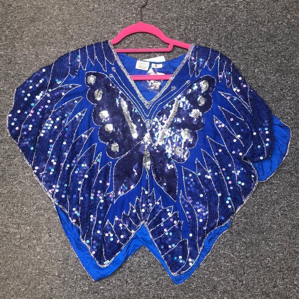 Elegance Sequined butterfly vintage top